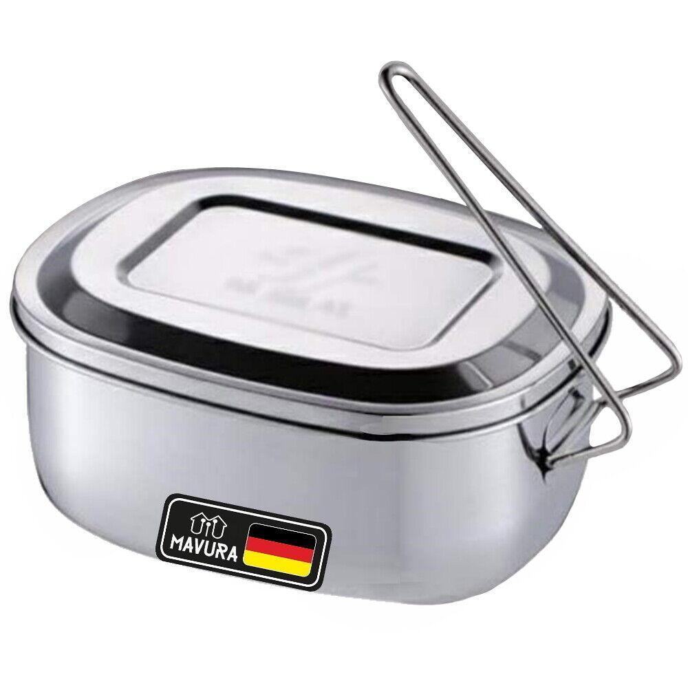 GENUSSZEIT Edelstahl Brotdose Lunchbox Frühstücksbox Holzfällerbox mit Griff