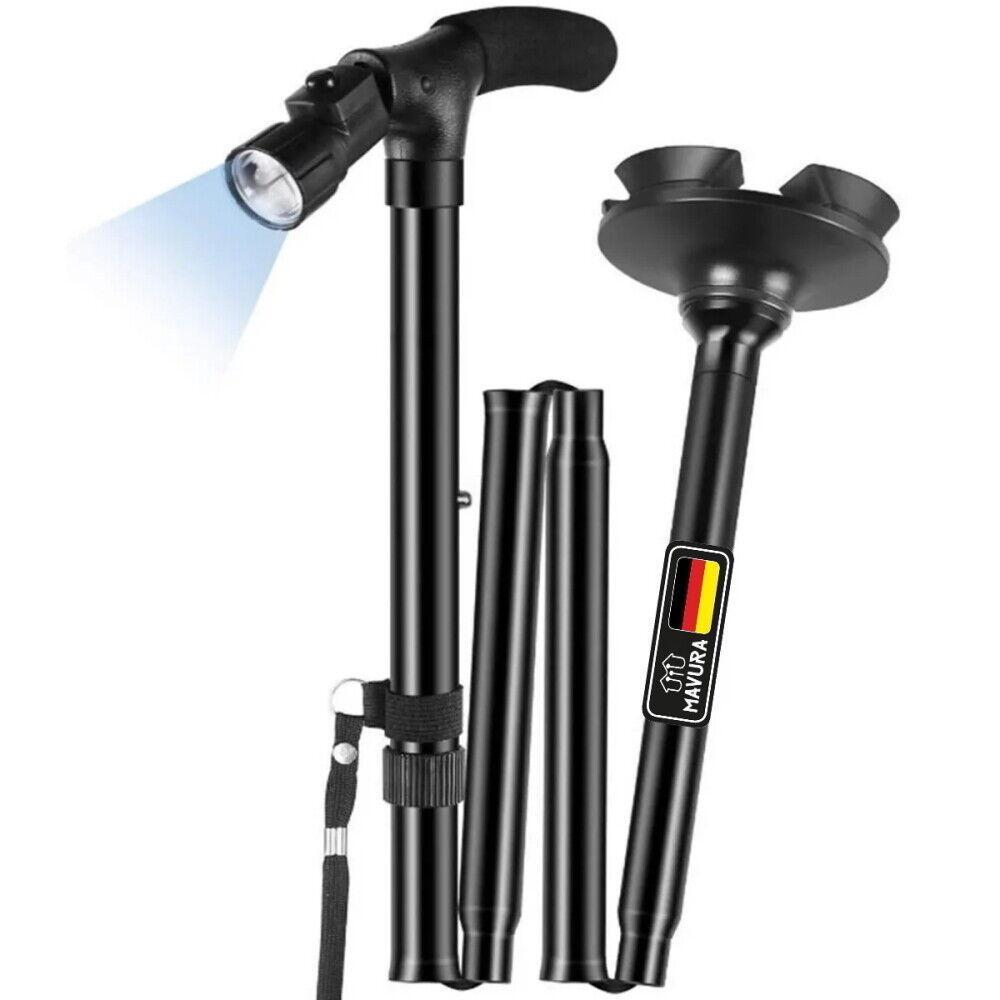 WALKIX Gehstock faltbarer Spazierstock Wanderstock Gehhilfe LED höhenverstellbar