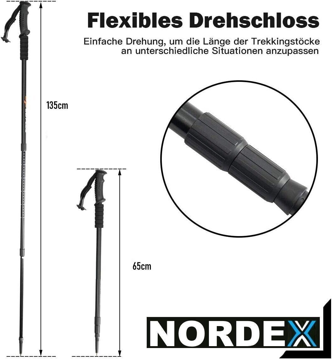 NORDEX Wanderstöcke Trekkingstöcke Teleskop Nordic Walking ultraleicht Aluminium