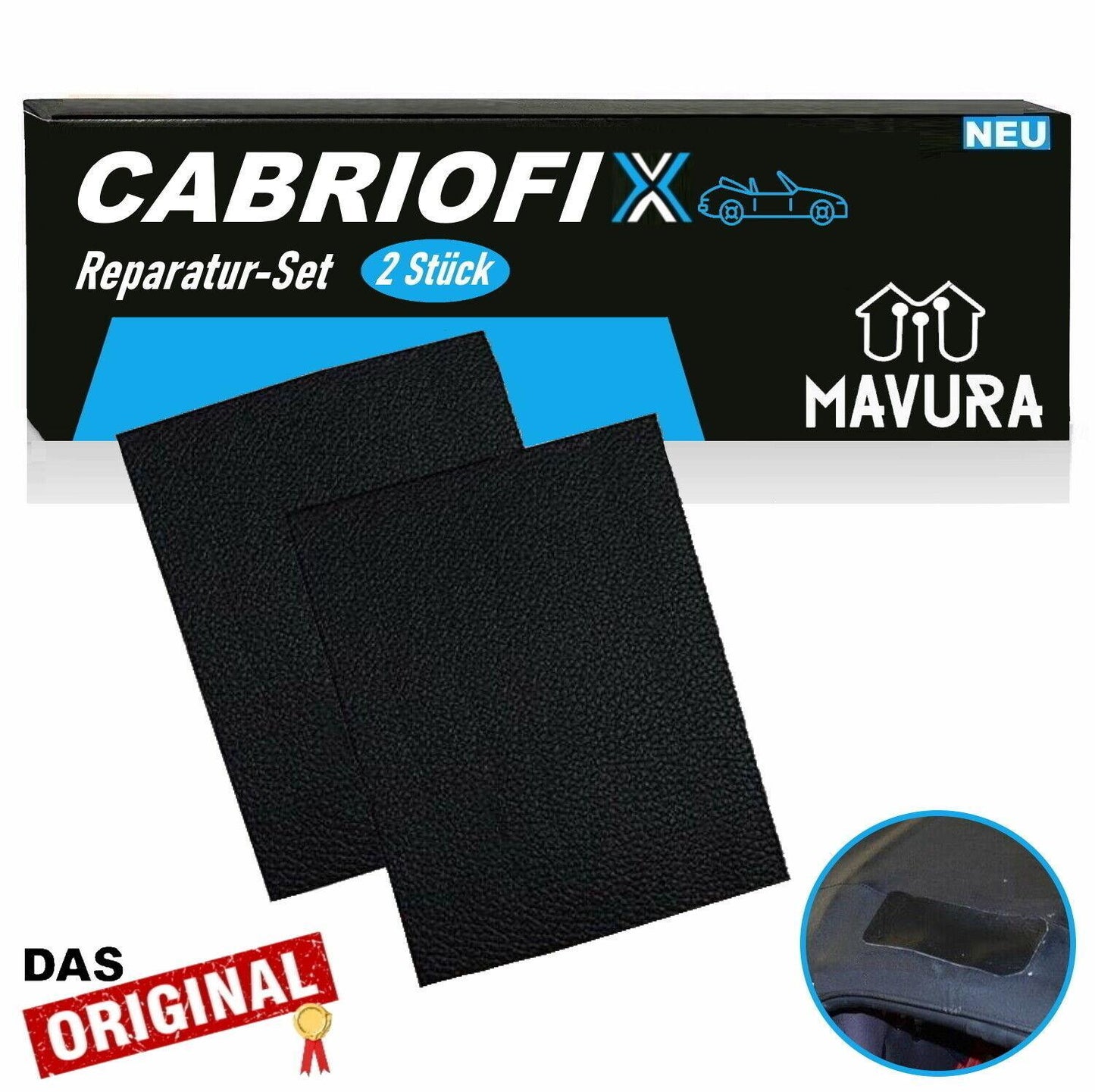CABRIOFIX Cabrio Dach Reparatur Set Verdeck selbstklebend alle Marken 2xSchwarz