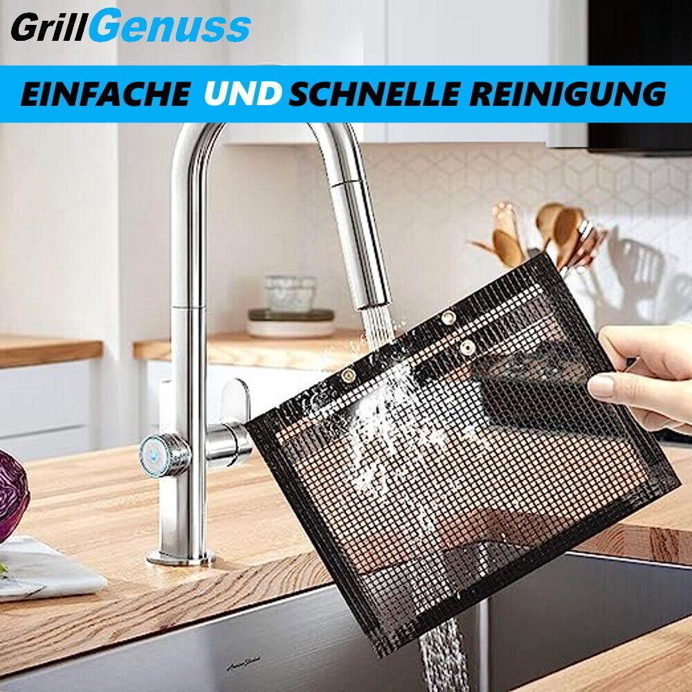 GRILLGENUSS Grilltasche BBQ Grillbeutel Grillkorb Grillgitter hitzebeständig 2er