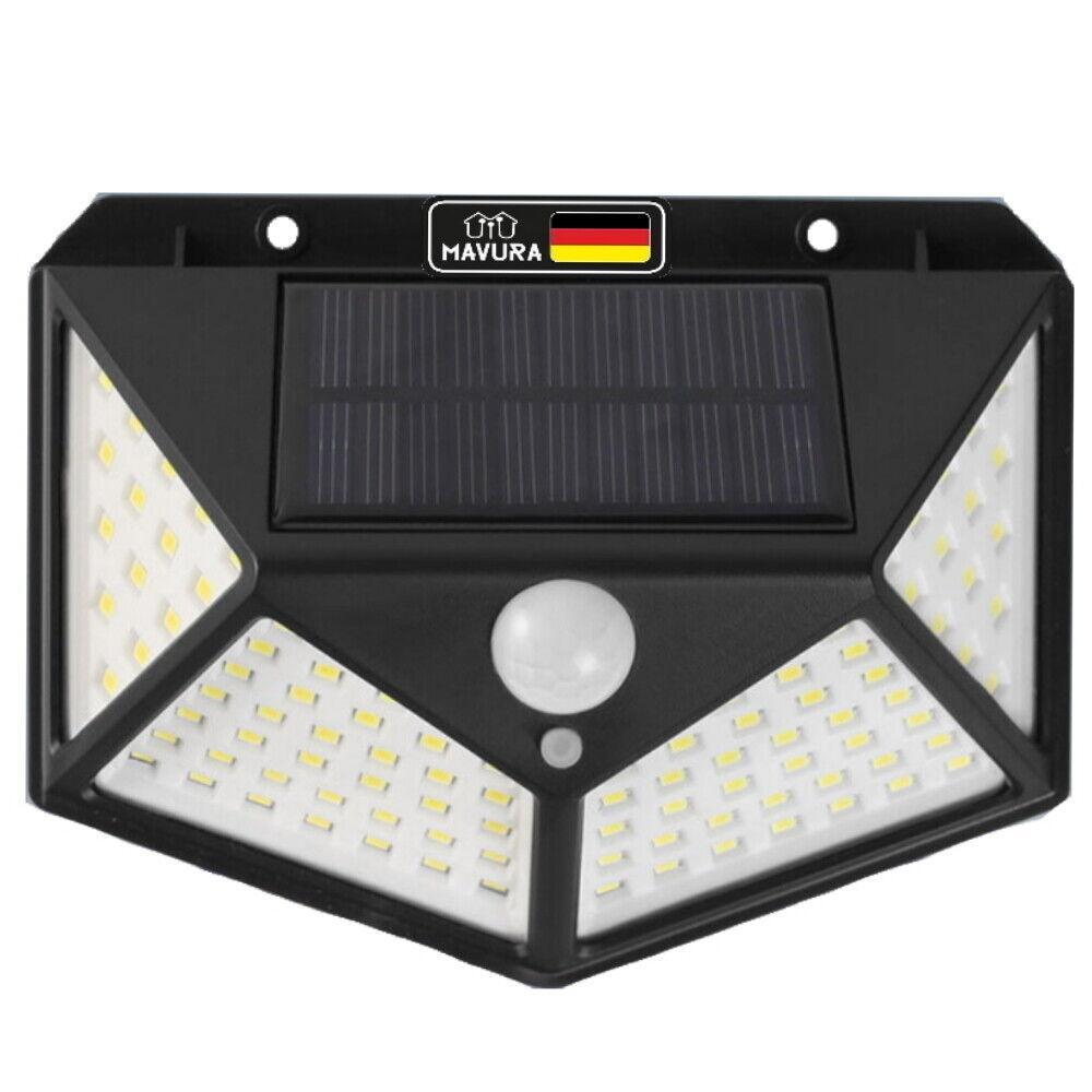SolarMAX LED Solar Wandlampe Bewegungsmelder Solarlampe für Außen 270° 308 LED