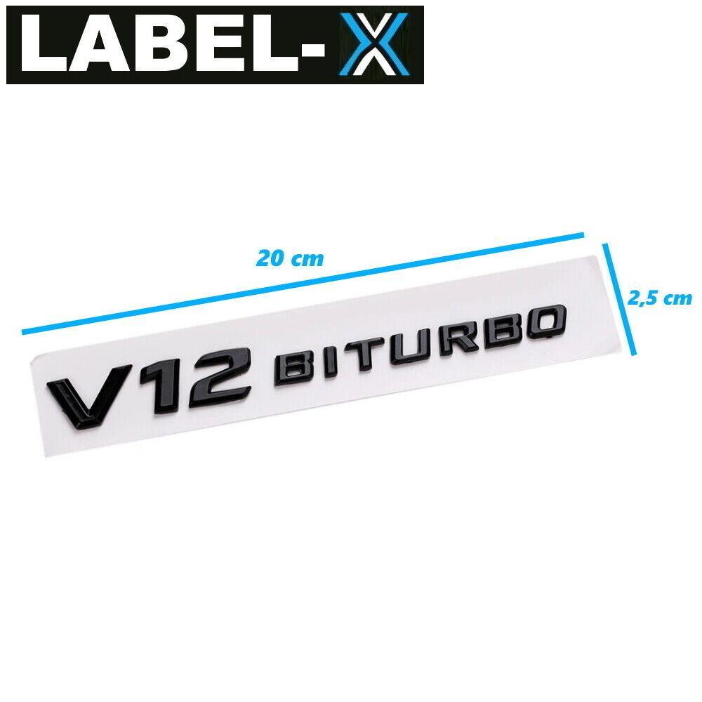 LABEL-X V12 Biturbo Schwarz Schriftzug Emblem Logo für AMG G65 S65 SL65 CL65 etc