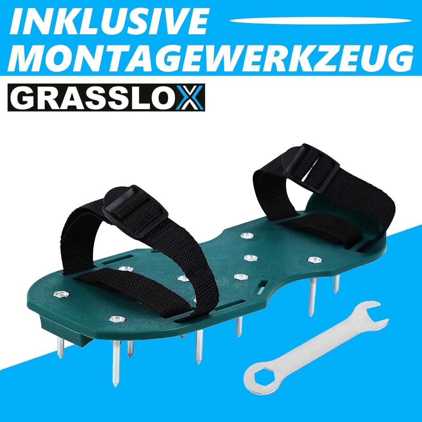 GRASSLOX Rasenlüfter Nagelschuhe Vertikutierer Nagelsohlen Schuhe Estrichschuhe