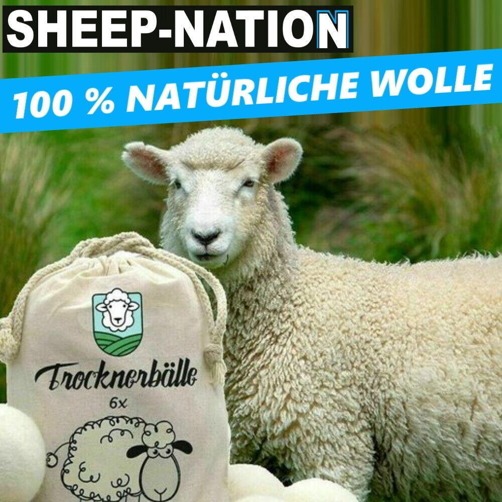 SHEEP-NATION Trocknerbälle 6er Pack Weichspüler Alternative Premium Schafwolle