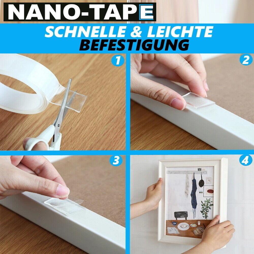 NANO-TAPE Premium Nano Klebeband doppelseitig ultra stark Kleber waschbar wieder
