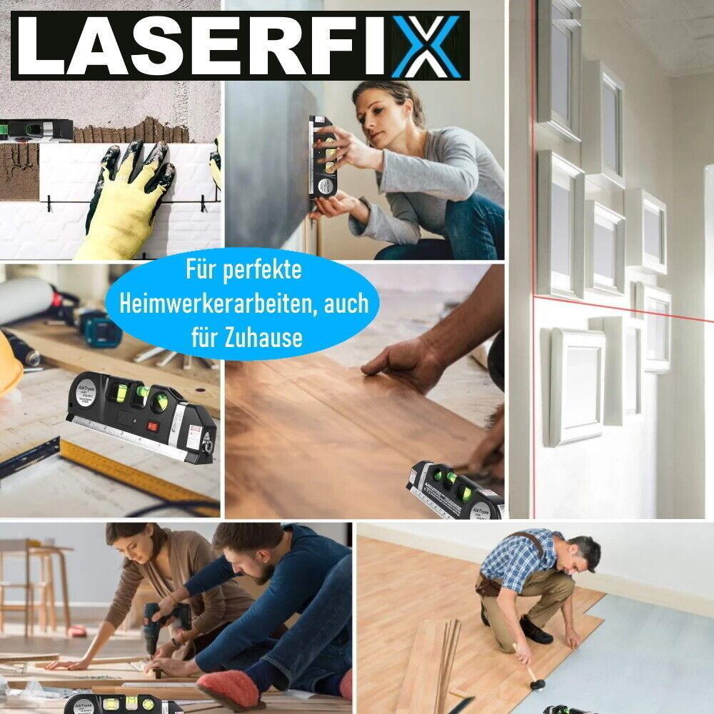 LASERFIX Laser Wasserwaage 4in1 Lasermessgerät Kreuzlinienlaser Entfernungsmesse