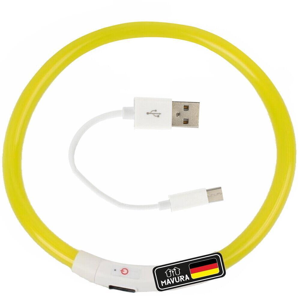 DogLight LED Hundehalsband USB Leuchthalsband Universalgröße zuschneidbar gelb