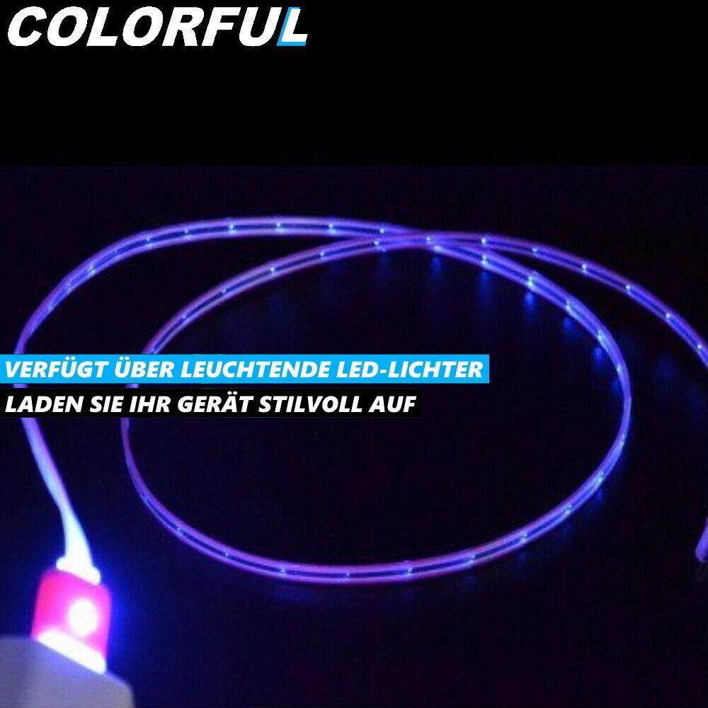 COLORFUL MICRO USB LED Ladekabel / Datenkabel Leuchtkabel für Samsung HTC LG 1m