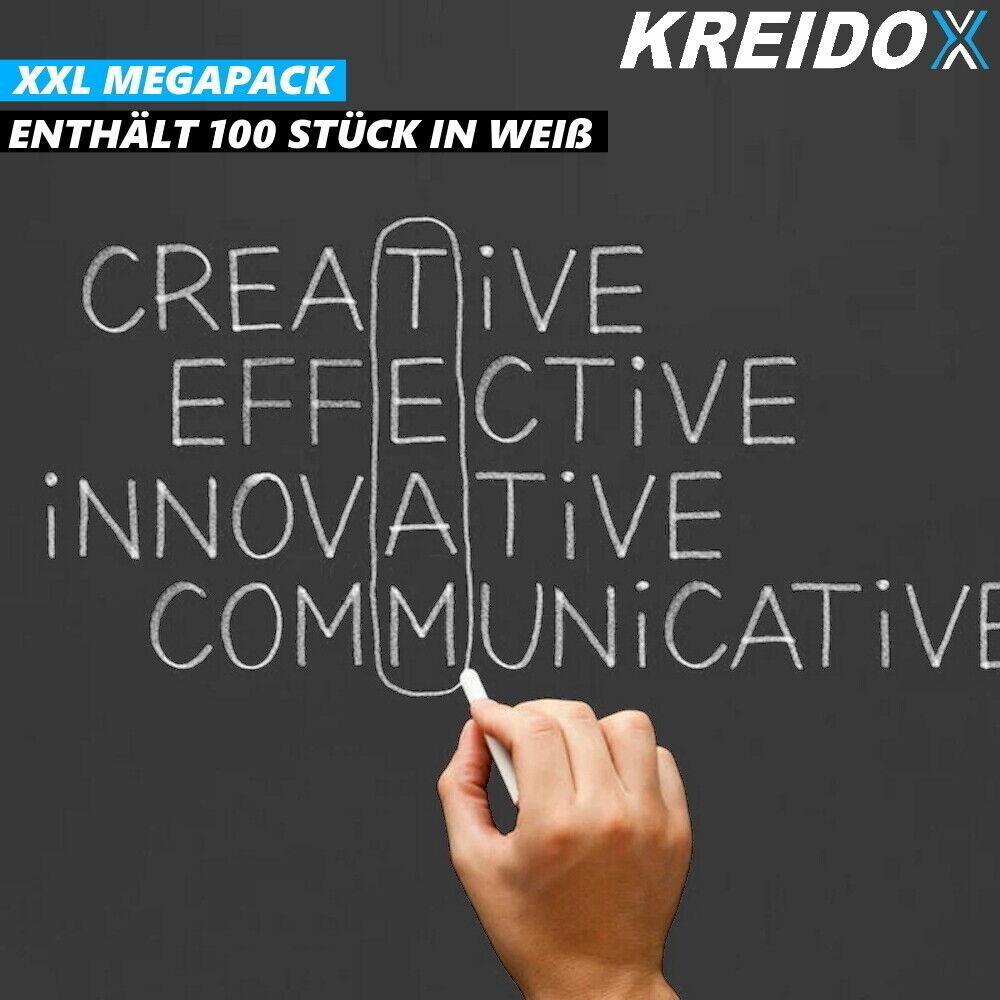 KREIDOX 100Stk Kreidetafel Kreide Schulkreide Wandtafelkreide Malkreide weiß