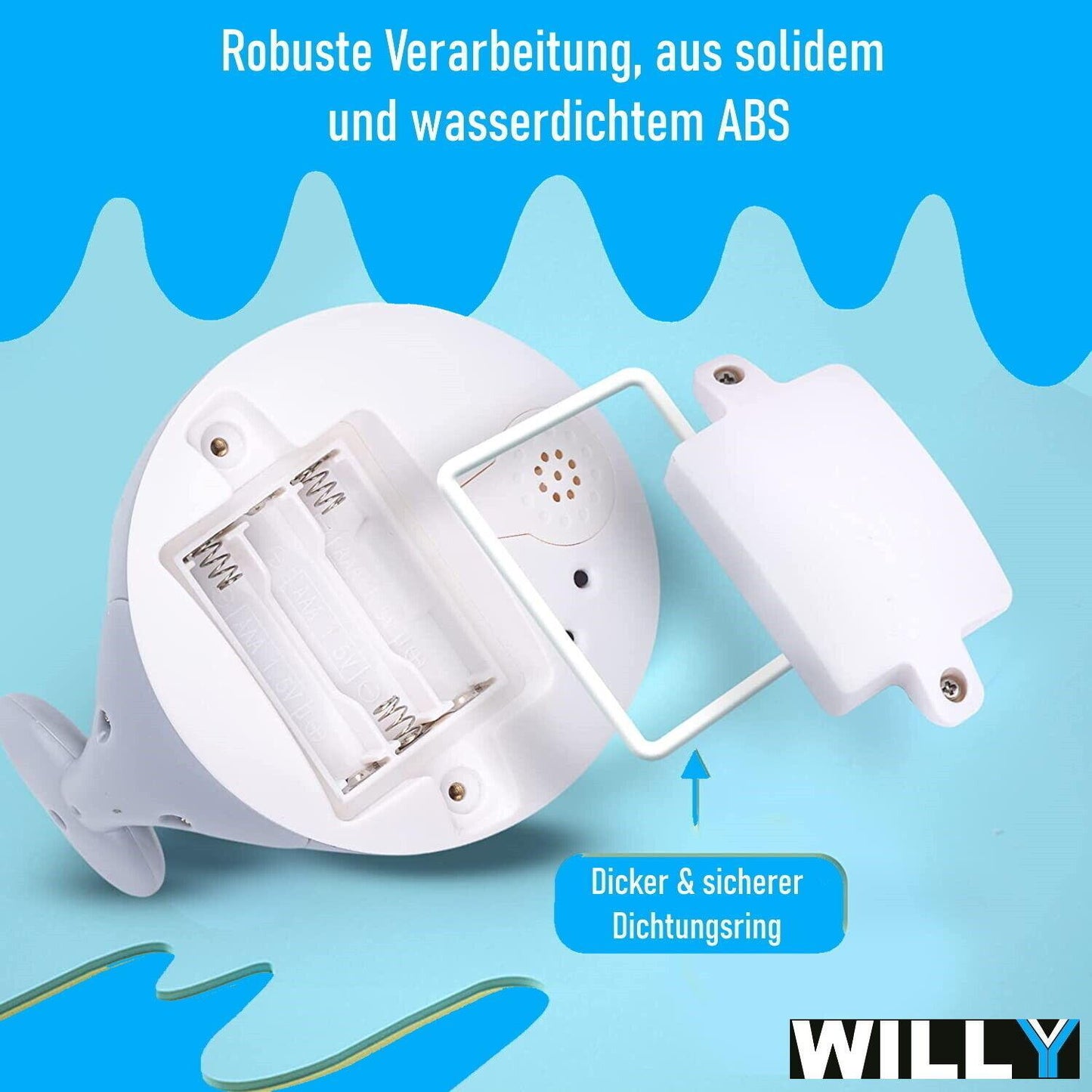 WILLY Wal Badespielzeug Wasserspielzeug Baby Kinder Fontäne & LED Beleuchtung