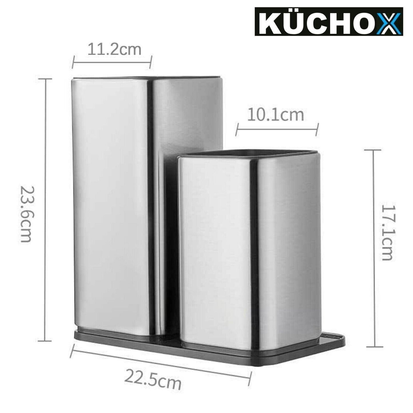 KÜCHOX Edelstahl Messerblock ohne Messer Küchenhelfer Organizer unbestückt 2in1