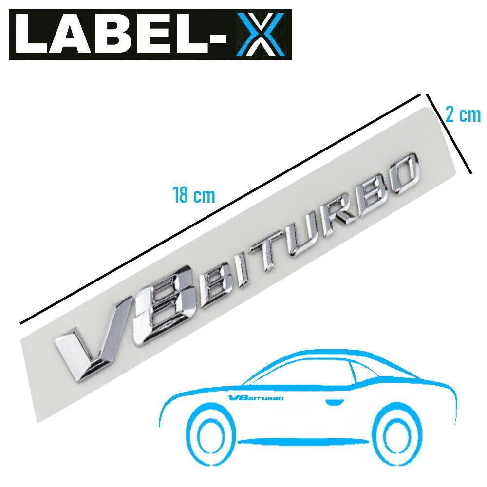 LABEL-X V8 Biturbo Schriftzug 3D Emblem Chrom G63 S63 SL63 CL63 C63 CLS63 AMG