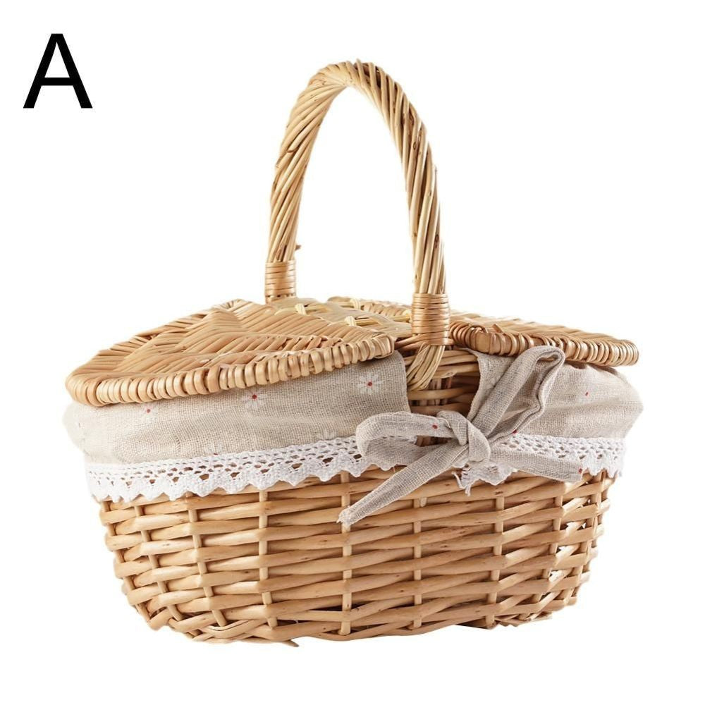 Picknickkorb mit Deckel Griff handgefertigt Weide Outdoor DE.
