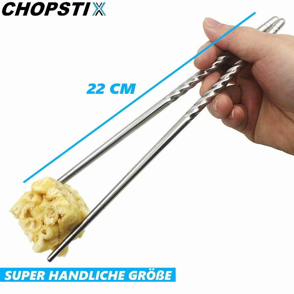 CHOPSTIX Essstäbchen Chopsticks Chinesische Japanische Edelstahl Stäbchen 4paar