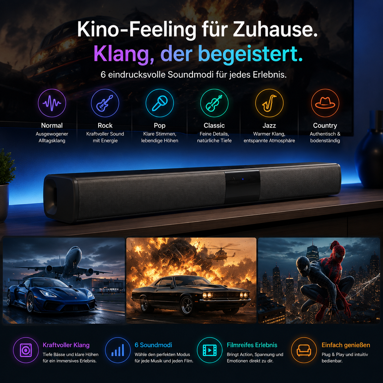 Osmo™ SoundLite Pro Soundbar 5.3 Lautsprecher Bluetooth Heimkino TV Soundsystem