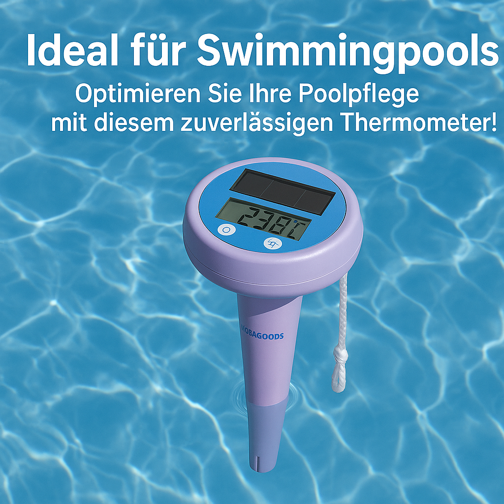 Wasserfestes Solar Poolthermometer mit Skala für exakte Messwerte DE.