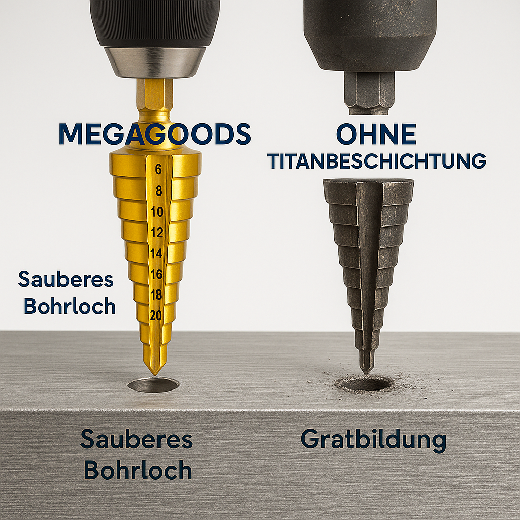 HSS Stufenbohrer Set Titan 3–20 mm für Metall Holz Kunststoff DE.