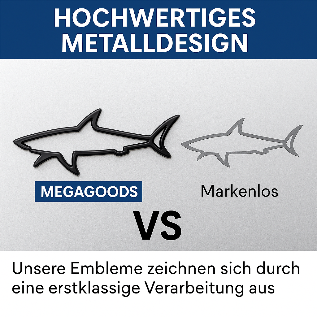 3D Metall Autoaufkleber Hai Fisch Emblem Deko für Auto Motorrad DE.