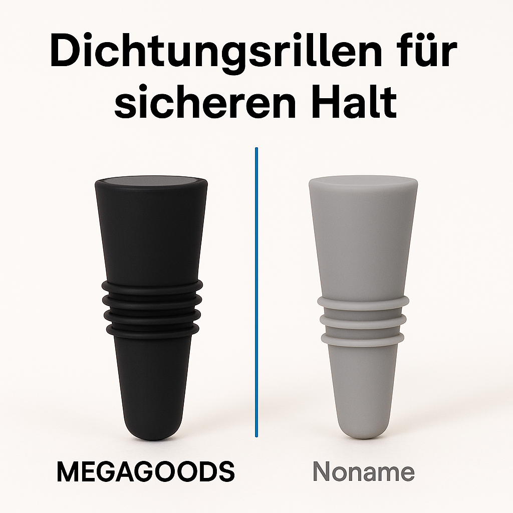 Silikon Flaschenverschluss Set wiederverwendbar auslaufsicher DE.