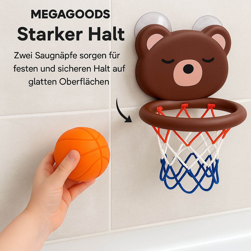 Kinder-Badespielzeug Basketballkorb mit Bär Ballspiel für Badewanne DE.
