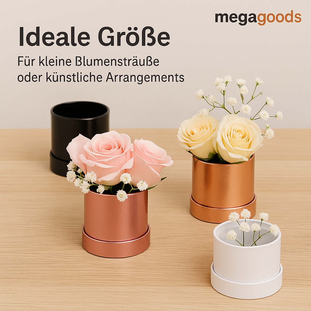 4er Set runde Mini Blumenboxen Deko Geschenkbox Hochzeit Valentinstag DE.