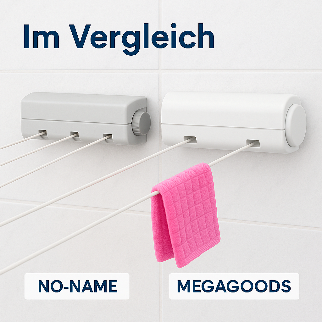 Ausziehbare Wand-Wäscheleine für Bad innen unsichtbar Trockenhalter DE.