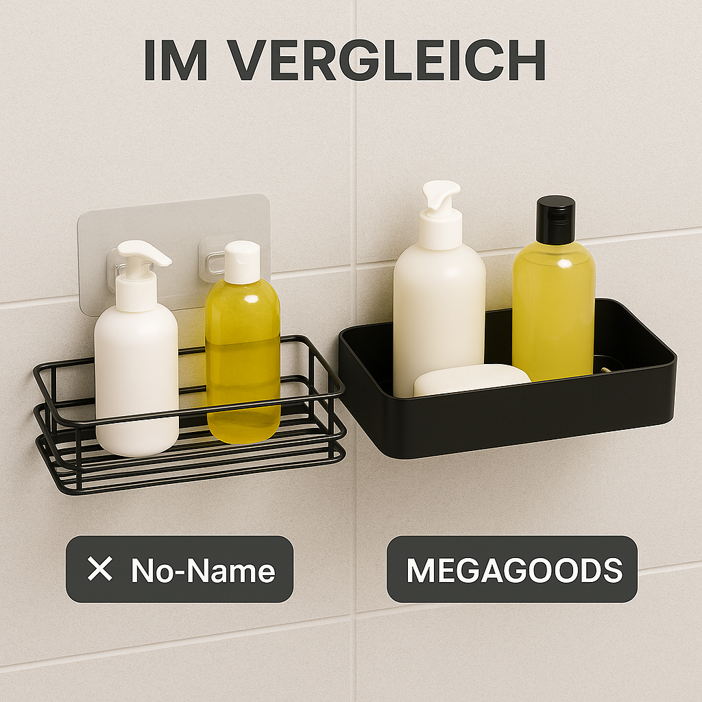 Badezimmer Regal ohne Bohren Aluminium Wandkorb rechteckig Aufbewahrung DE.