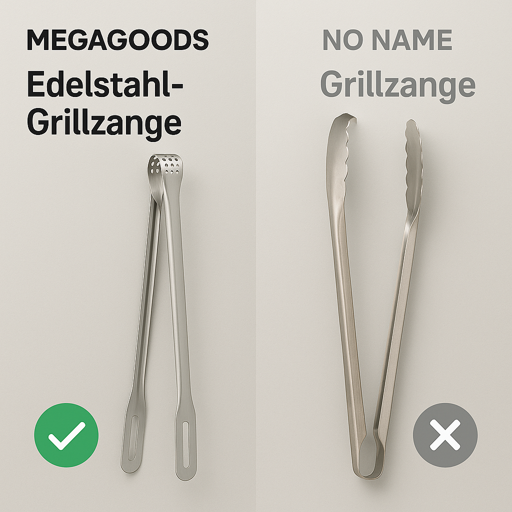 Grillzange Edelstahl 30 cm rutschfest hitzebeständig BBQ DE.