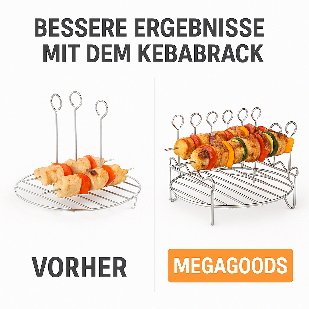 Airfryer Zubehör Set Edelstahl Grill Backform Spießhalter Dampfrost BBQ DE.