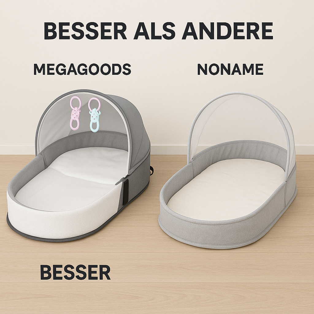 Faltbares Babybett Reisebett mit Moskitonetz weich und atmungsaktiv DE.
