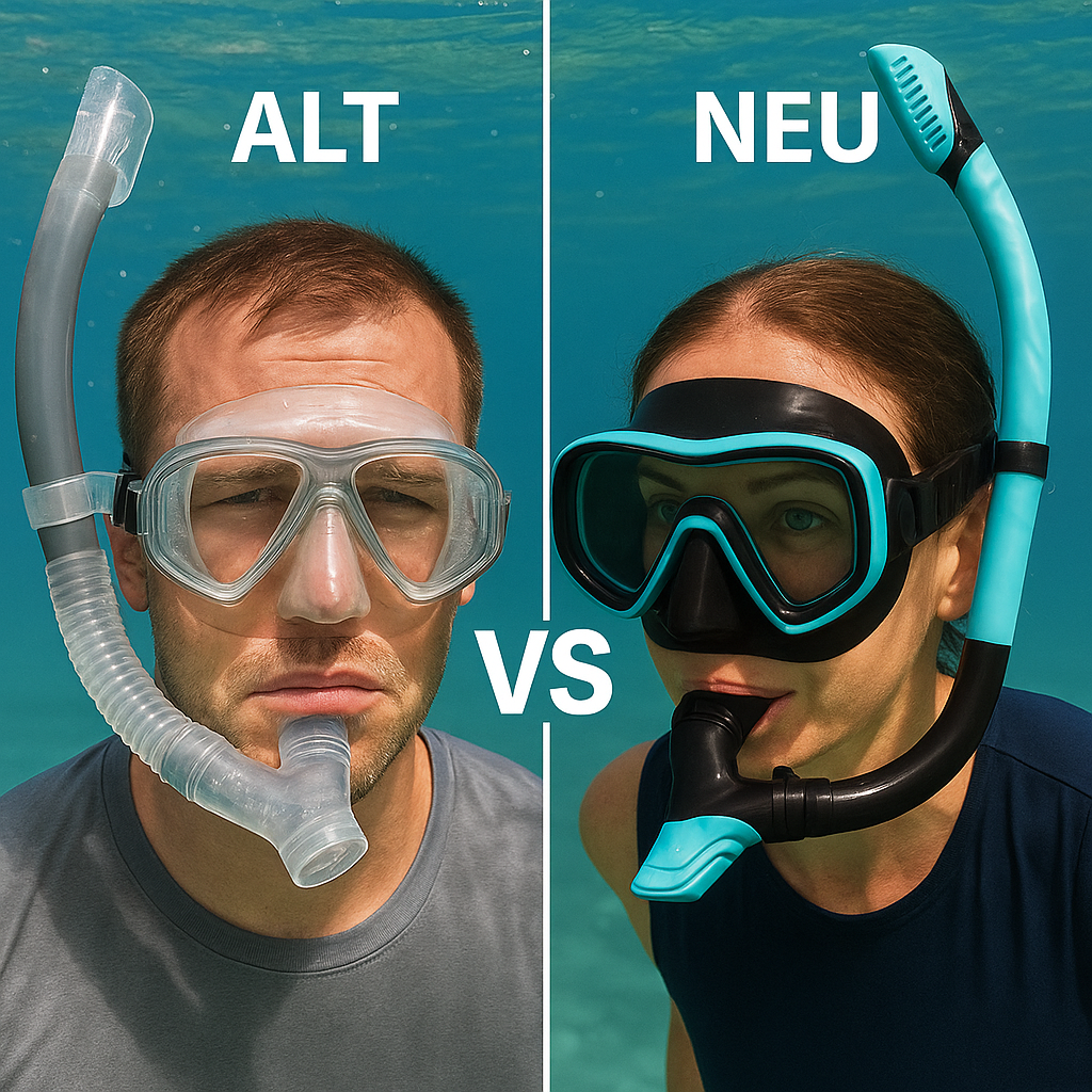 Taucherbrille Schnorchel Set Erwachsene gehärtetes Glas Profi DE.