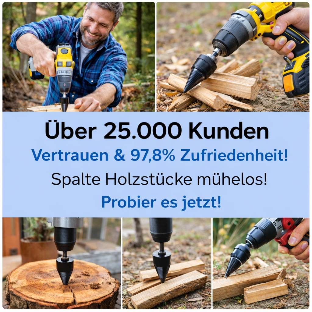 Festberg™ Bohrer - Das Original - Holzspalter Brennholzspalter Kegelbohrer Kegelspalter Set
