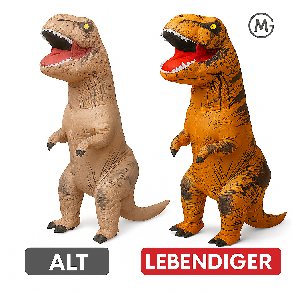 T-Rex Dinosaurier Kostüm aufblasbar für Erwachsene Halloween DE.