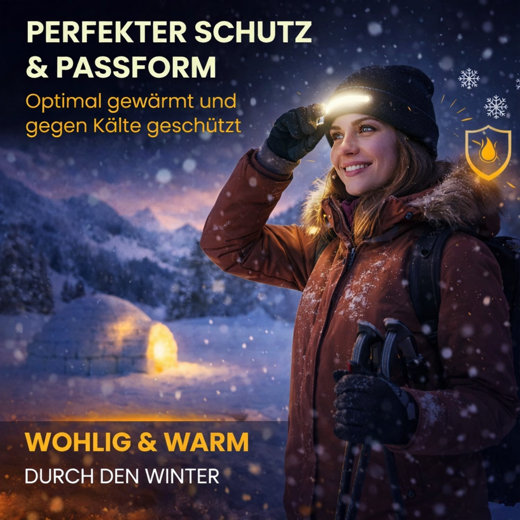 ADVENTURE™ Mütze Stirnlampe 230° LED Beanie Light Weitwinkellicht Kopflampe