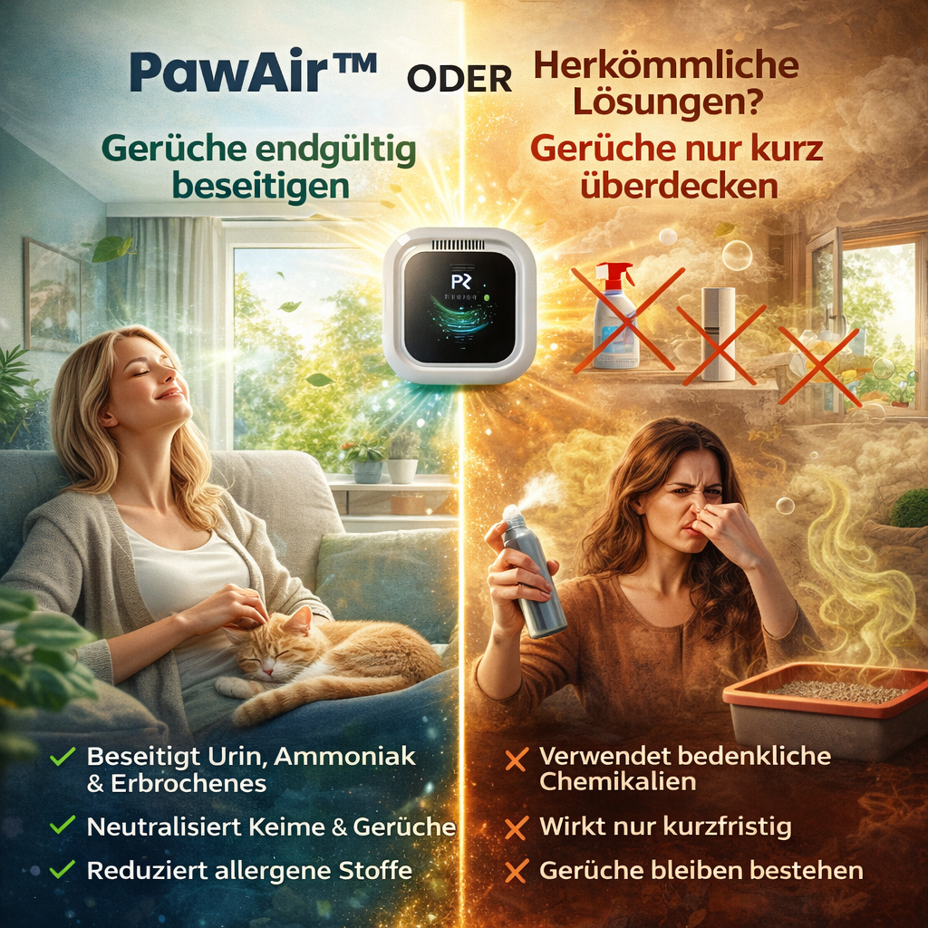 PawAir 3.0™ Luftreiniger gegen Katzengeruch Geruchsneutralisierer UV-C Ionisator