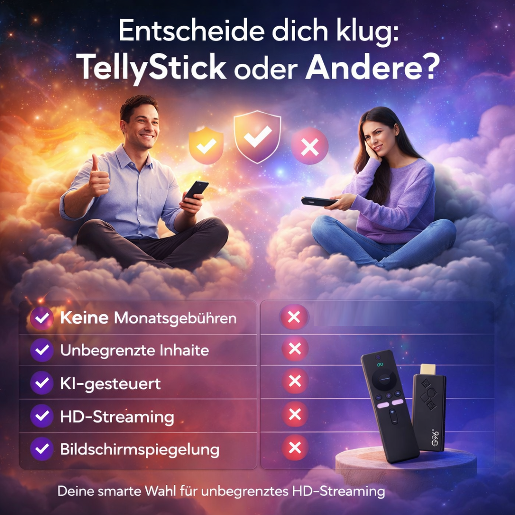 TellyStick™ Smart TV Stick - 4K HDMI Streaming Gerät alle TV Sender unbegrenzt