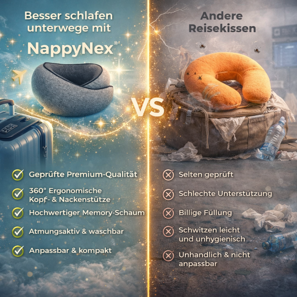 Nappy Nex™ Reisekissen Nackenkissen Memory Kissen Nackenhörnchen Kopfstütze