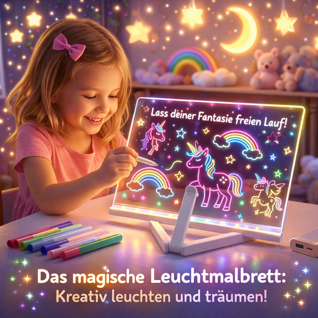 Wunschstern™ Leuchtendes LED Zeichenbrett Zeichentafel Notiztafel abwischbar