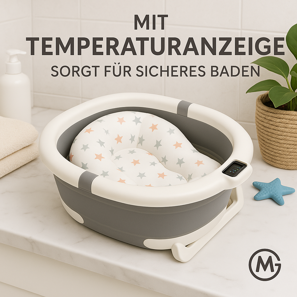 Baby Faltbare Badewanne mit Temperaturanzeige rutschfest Silikon DE.