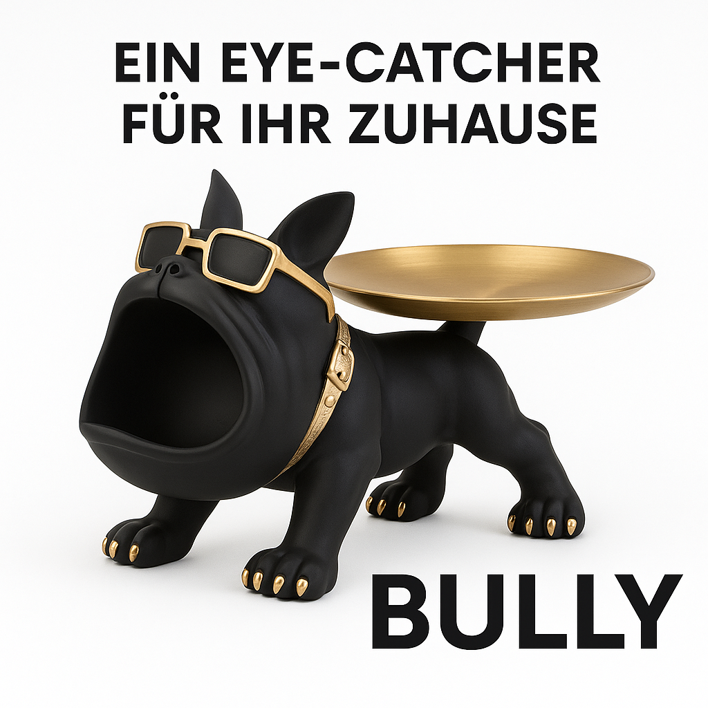 Bulldog Figur Deko 30 cm Aufbewahrung Box Resin Skulptur DE.