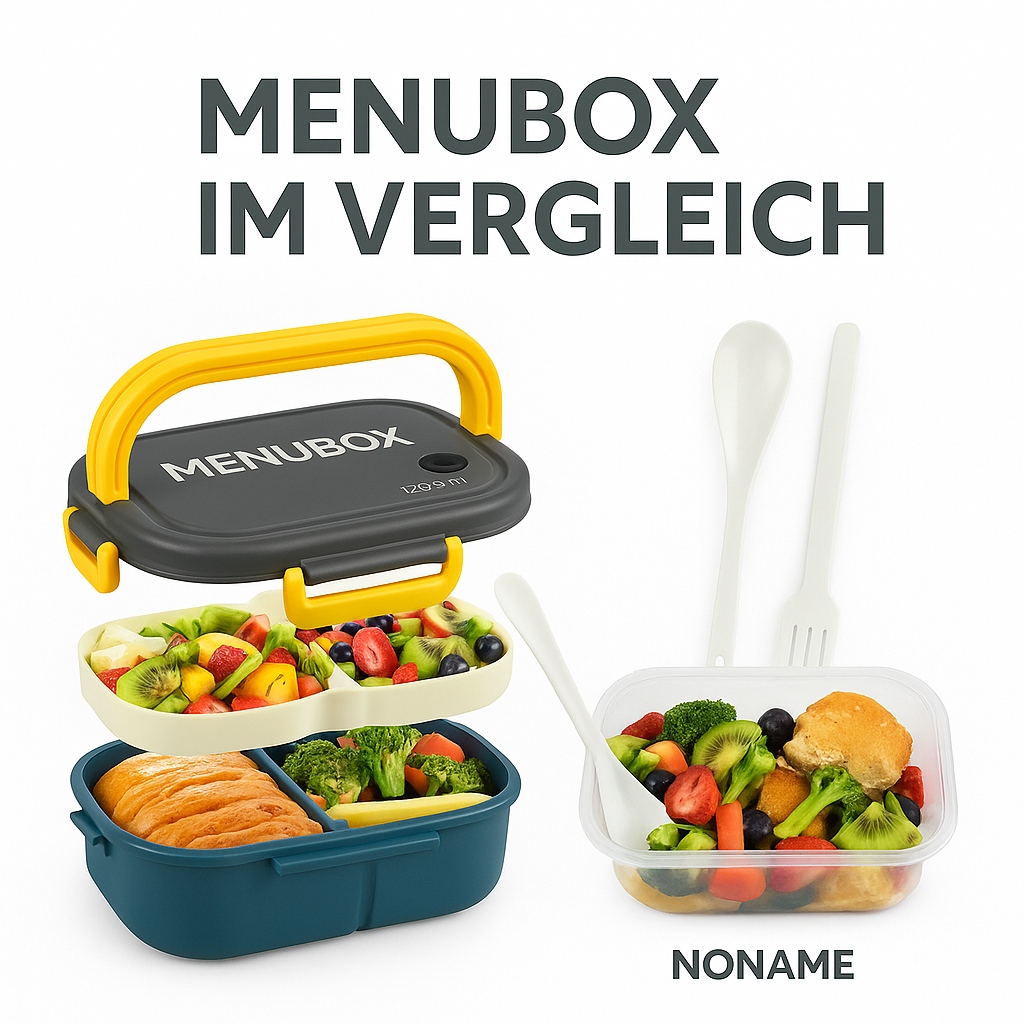 Lunchbox 2-lagig auslaufsicher mit Besteck mikrowellengeeignet DE.