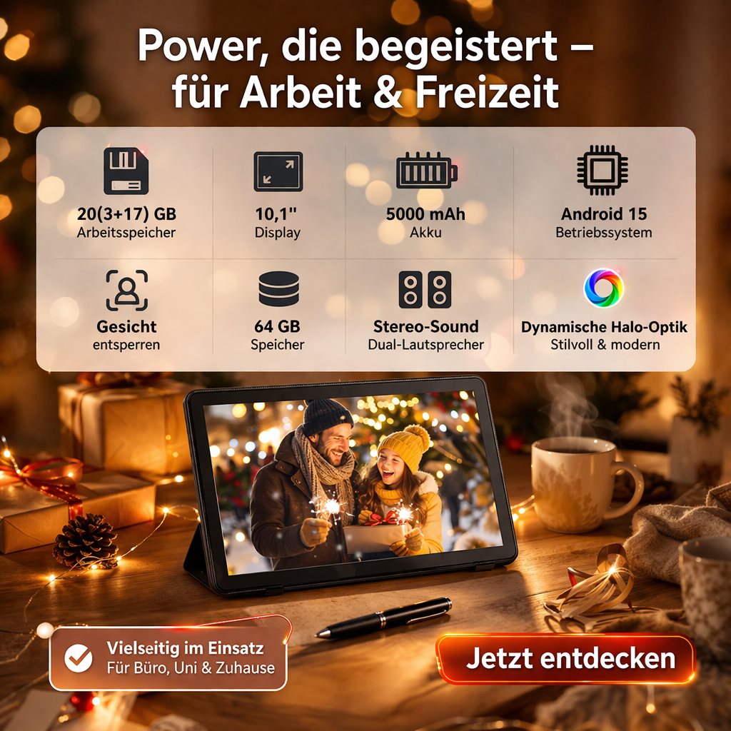 SnapTab™ Pro- Performance Tablet mit leistungsstarkem 2.0GHz Octa-Core Prozessor