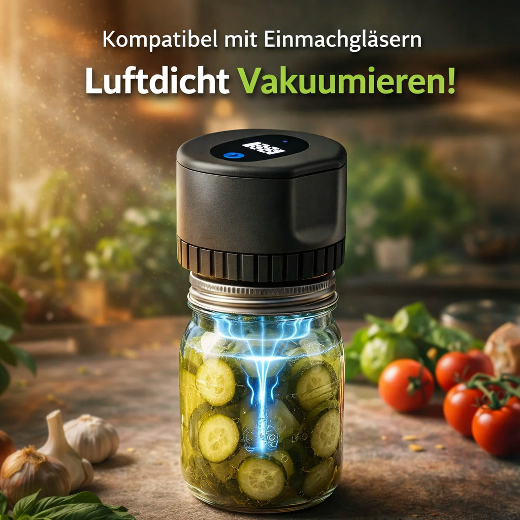EcoSeal™ Pro Vakuumierer Vakuumiergerät für alle Gläser - Verbessertes Modell!