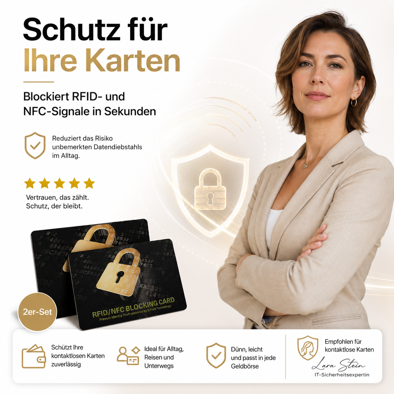 Guardality™ RFID Schutzkarte NFC Blocker Kreditkarten Schutz Störsignal 2er Set