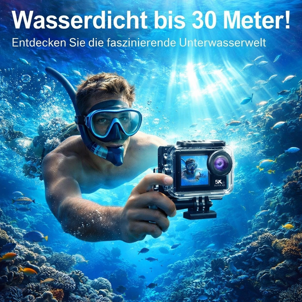 Swevix™ Action Kamera 5K Ultra HD 50MP WiFi 30m Wasserdicht 170° Servix SportCam
