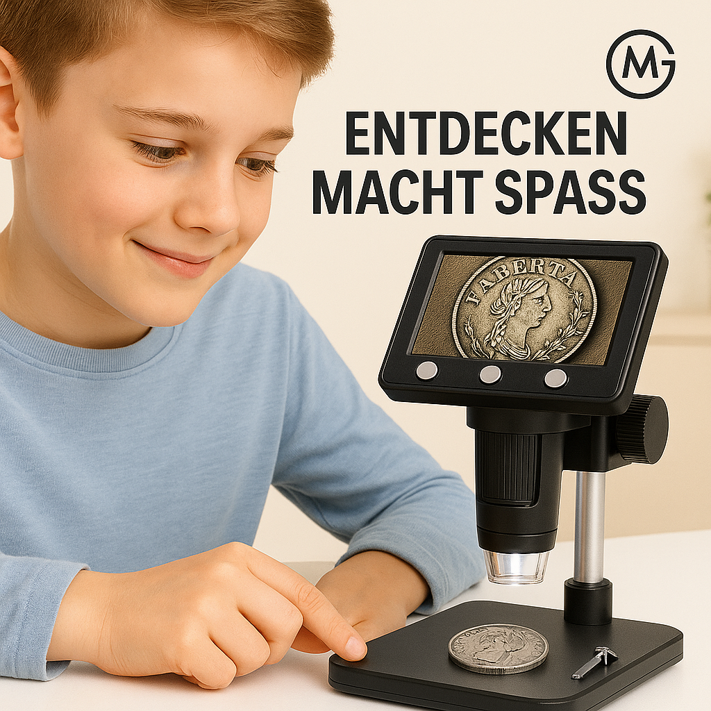 DM7 Digitalmikroskop 1000X 4,3" 1080P mit 8 LEDs DE.
