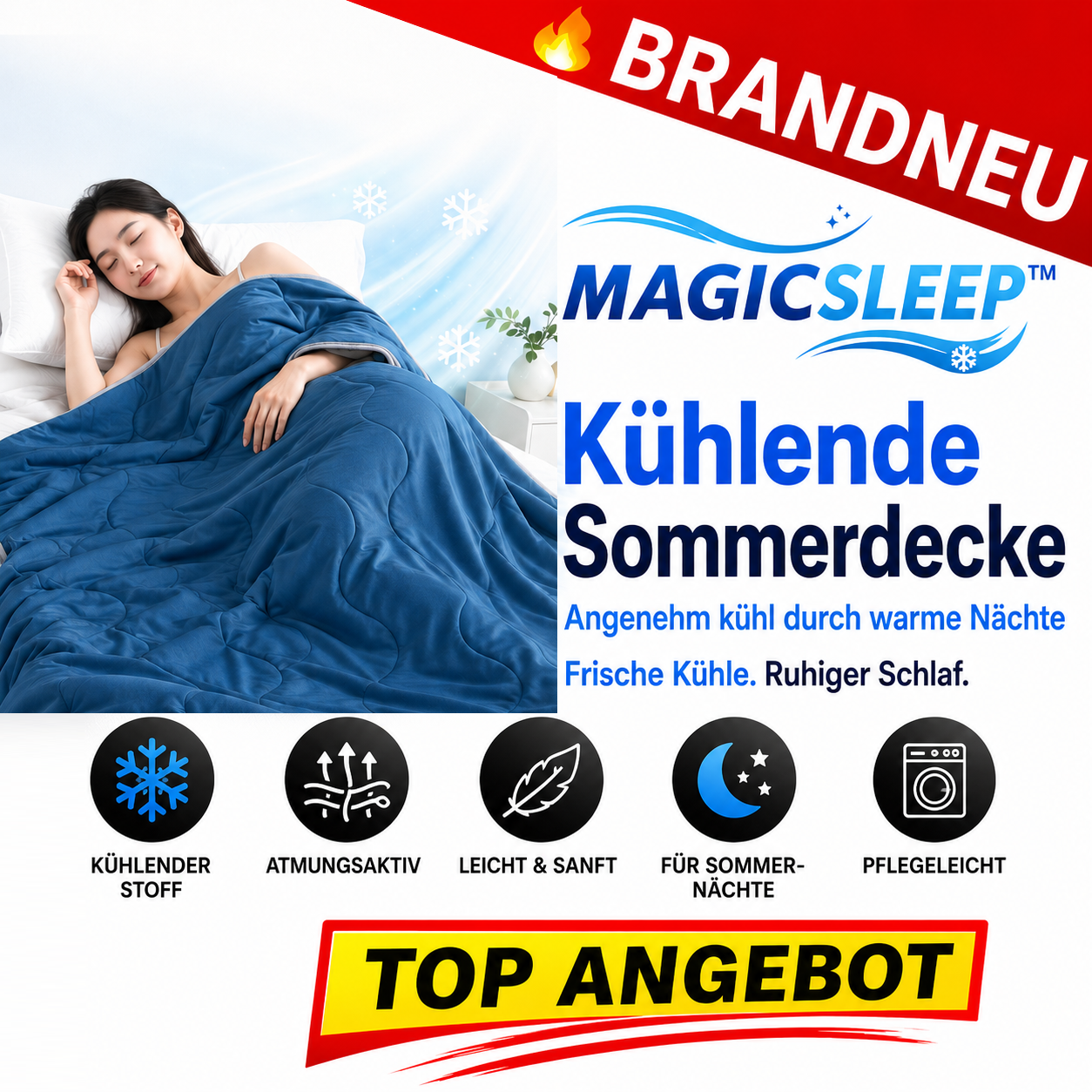 MagicSleep™ Kühlende Sommerdecke Eisdecke Bettdecke Kühldecke Decke mit Kühlung