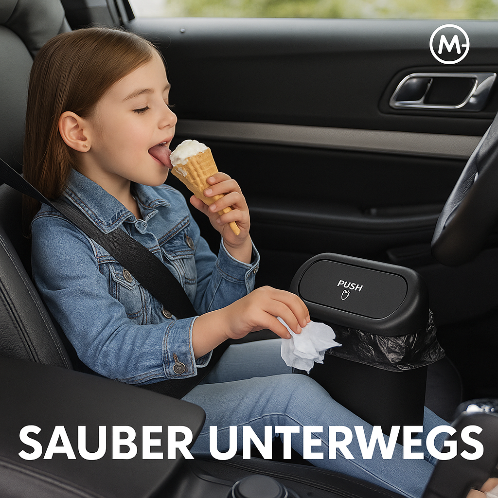 Auto-Mülleimer mit Deckel inkl. 60 (300) Beutel, wasserdicht, klein DE.