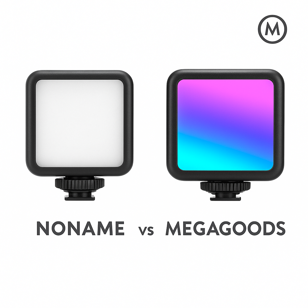 Minifocus RGB LED Videolicht 2500K-7000K 800 LUX mit Akku DE.